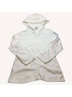 Guess Jeans Youth White Hoodie Sweatshirt Snap Front Close Size Medium